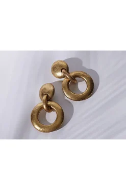 Acacia Wood and Gold Plated Hoop Earrings