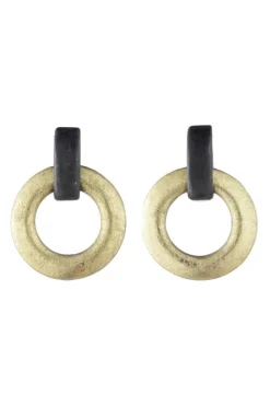 Acacia Wood and Gold Plated Interlocked Hoop Earrings