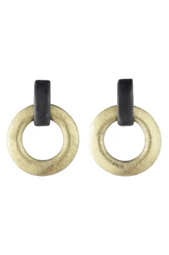 Acacia Wood and Gold Plated Interlocked Hoop Earrings