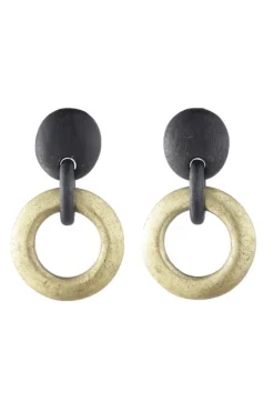 Acacia Wood and Gold Plated Hoop Earrings