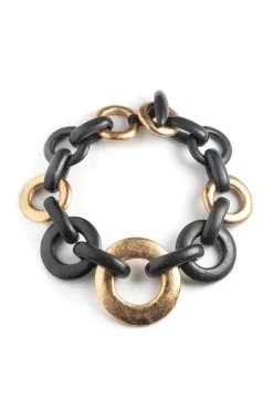 Acacia Wood and Gold Plated Circle Chain Necklace
