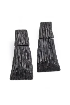Acacia Wood Long Tiered Earrings