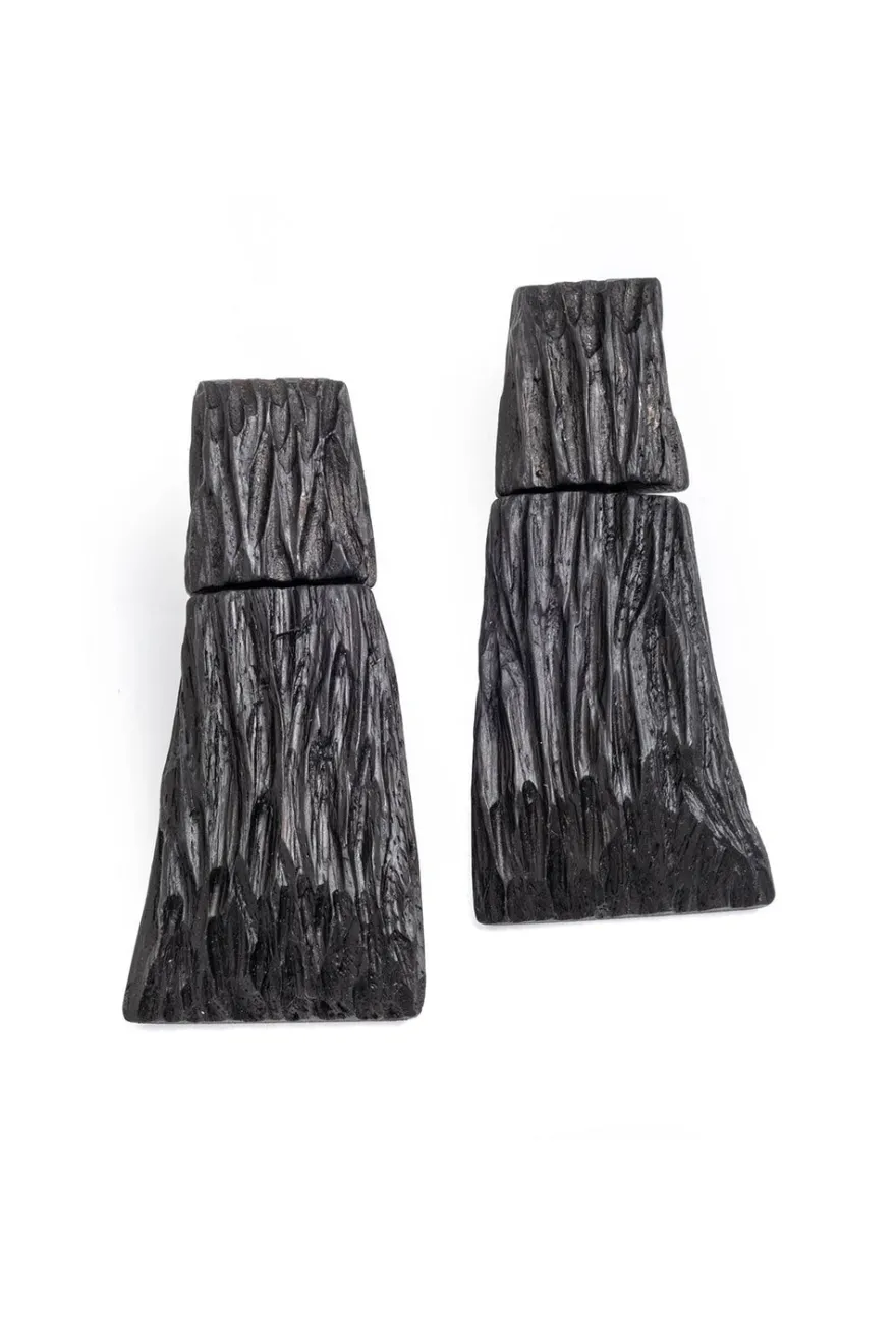 Acacia Wood Long Tiered Earrings