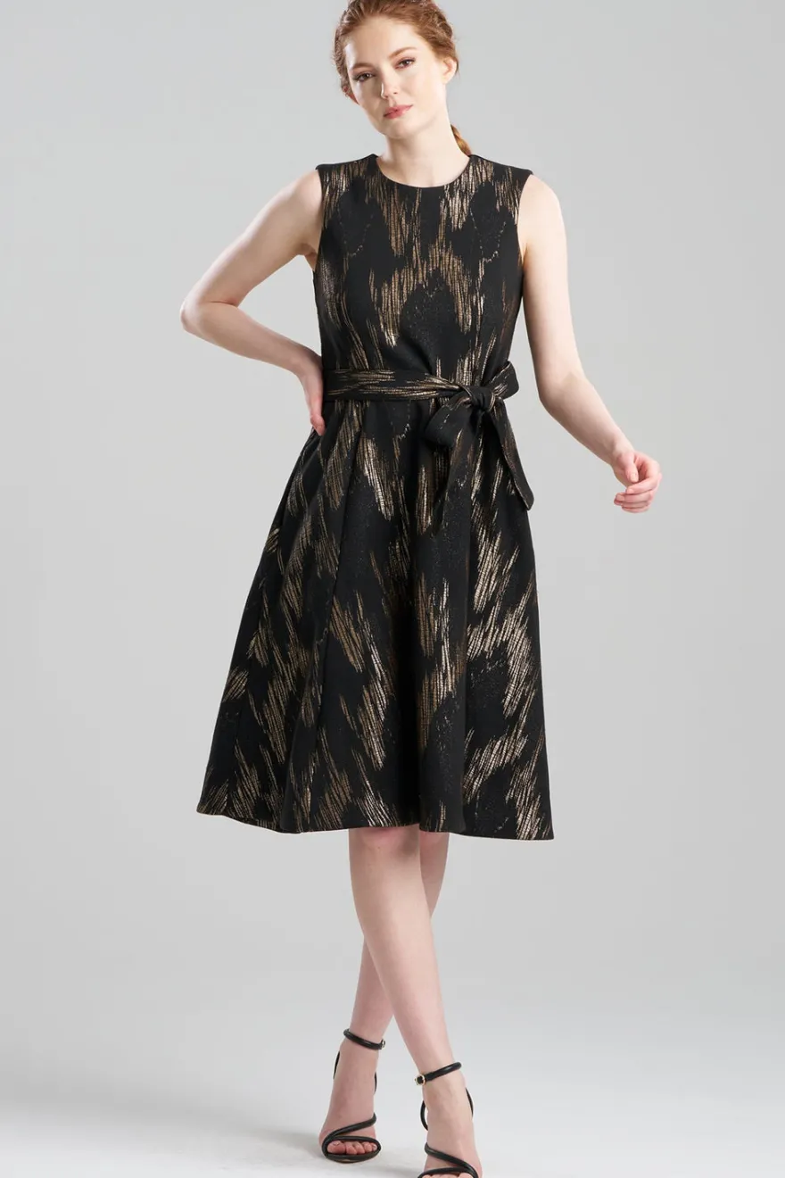 Art Deco Jacquard Fit & Flare Tie Dress