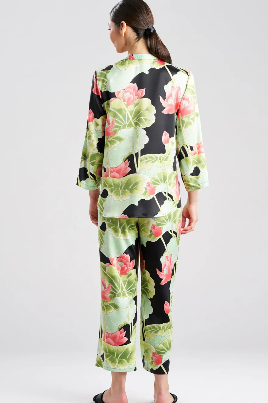Ascendant Lotus Printed Satin Mandarin PJ Set
