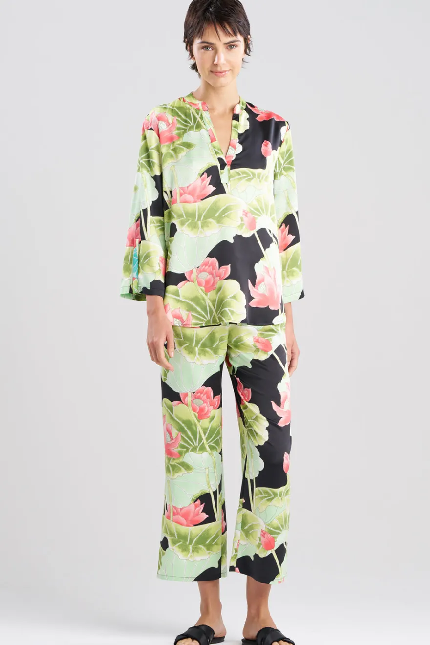 Ascendant Lotus Printed Satin Mandarin PJ Set