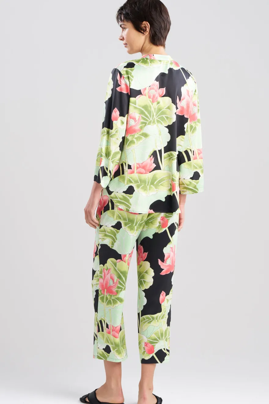 Ascendant Lotus Printed Satin Mandarin PJ Set