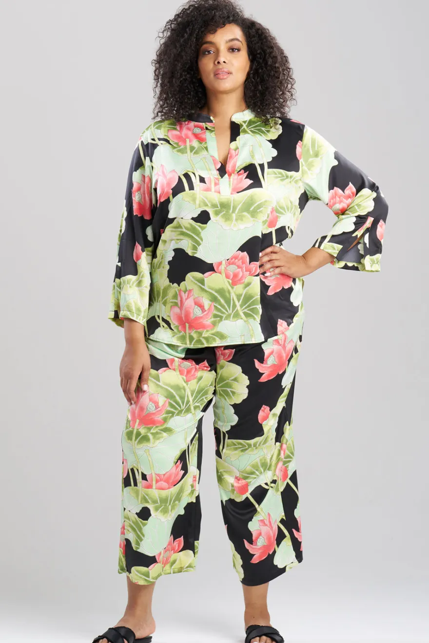 Ascendant Lotus Printed Satin Mandarin PJ Set