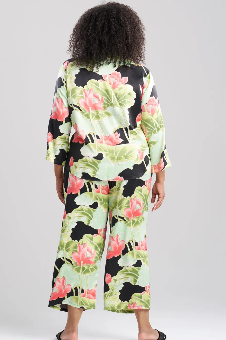 Ascendant Lotus Printed Satin Mandarin PJ Set