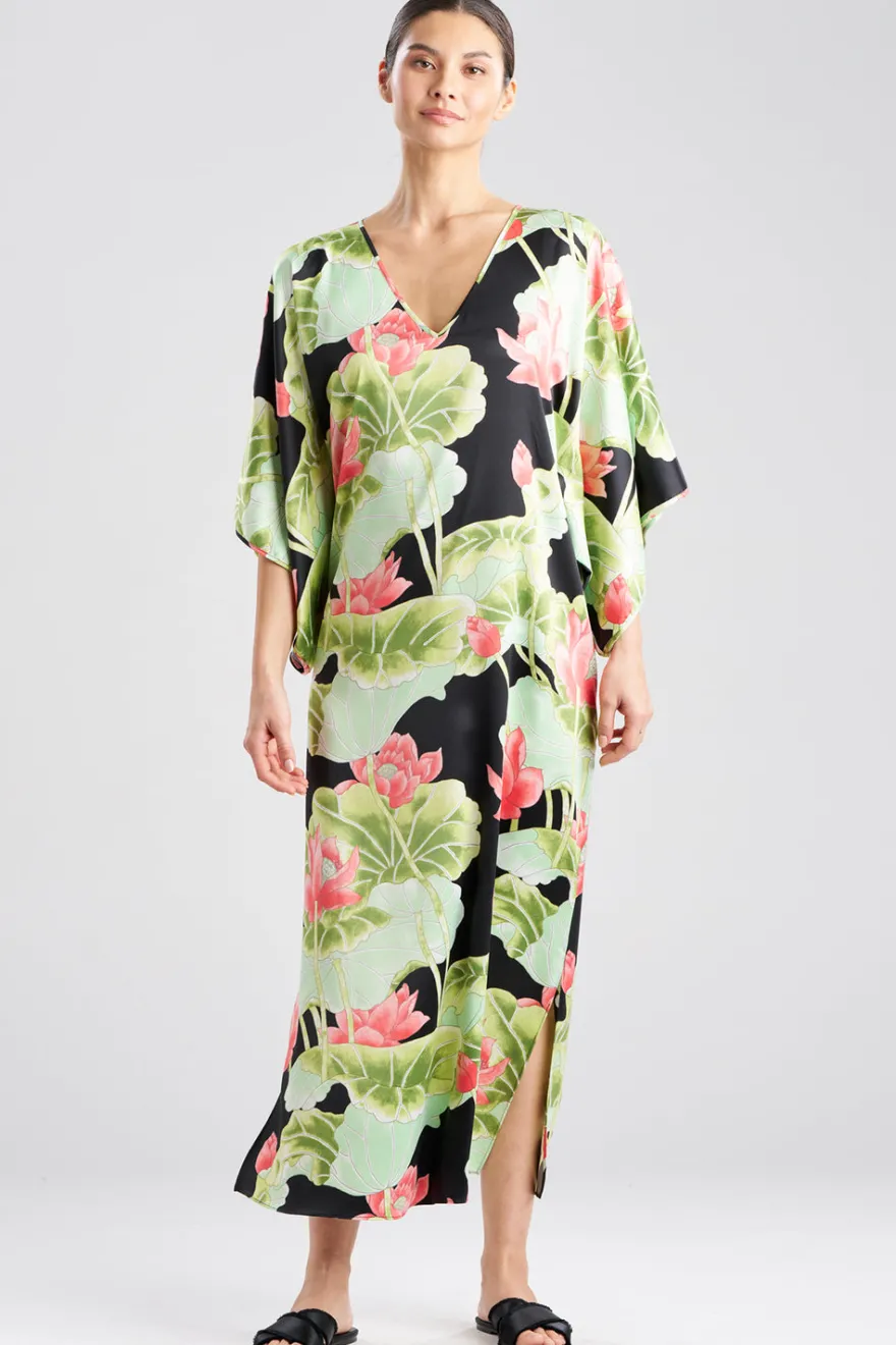 Ascendant Lotus Printed Satin Caftan