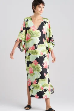 Ascendant Lotus Printed Satin Caftan