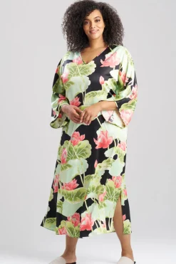 Ascendant Lotus Printed Satin Caftan