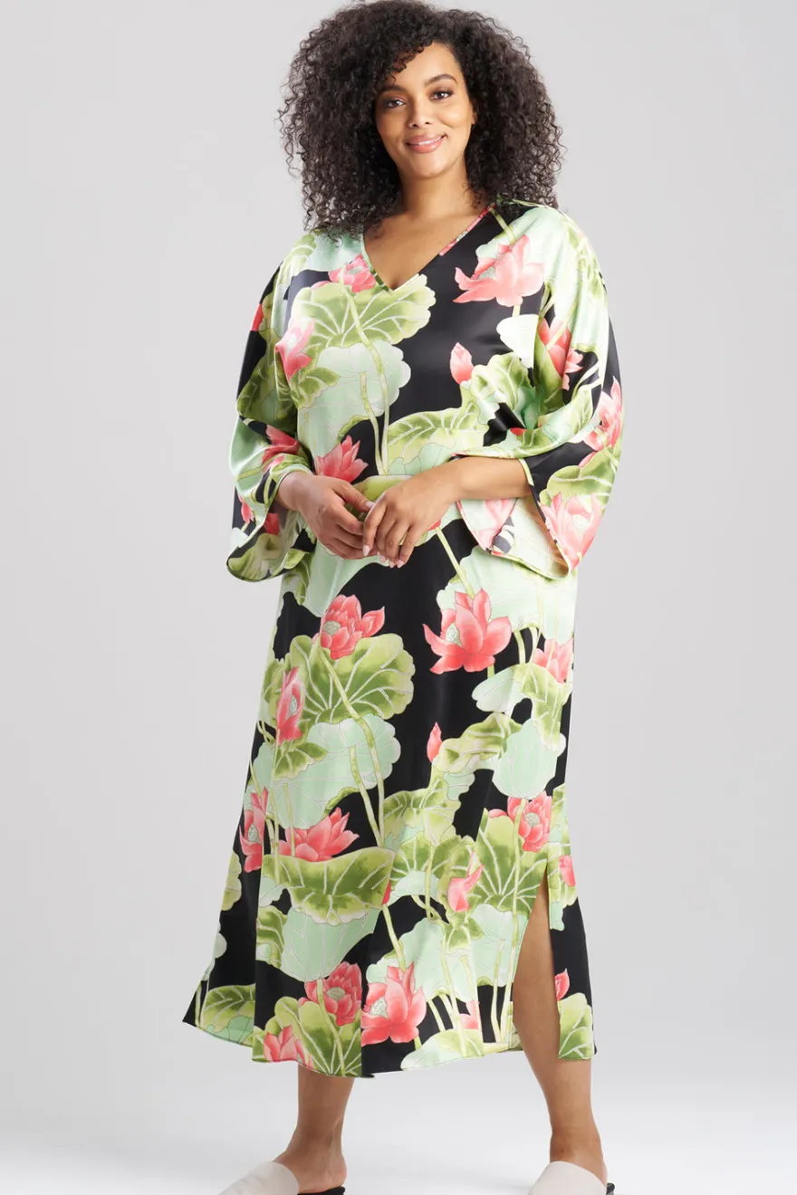 Ascendant Lotus Printed Satin Caftan