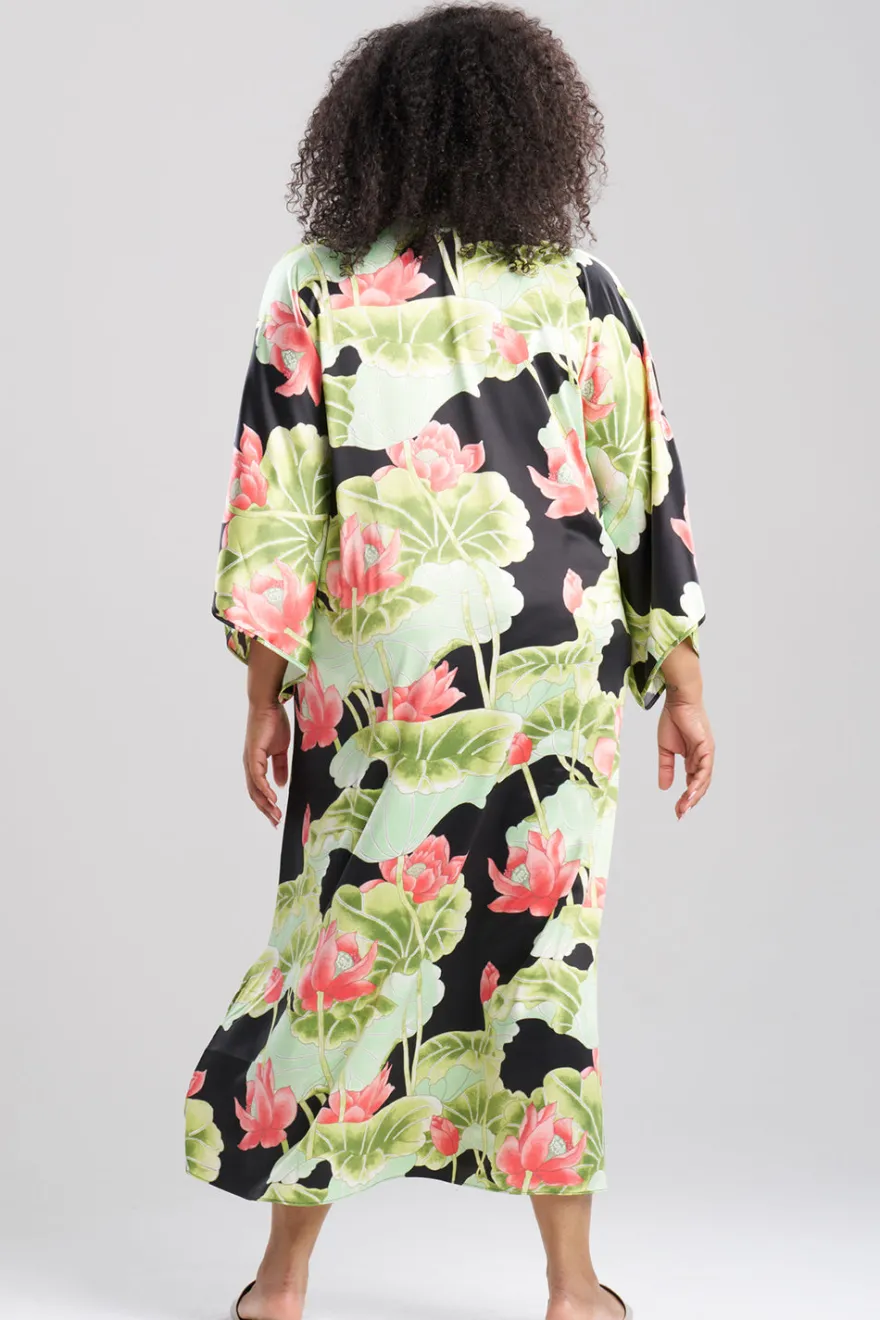 Ascendant Lotus Printed Satin Caftan