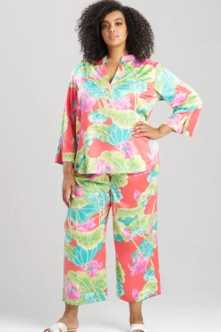 Ascendant Lotus Printed Satin Mandarin PJ Set