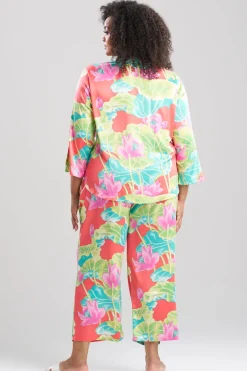 Ascendant Lotus Printed Satin Mandarin PJ Set
