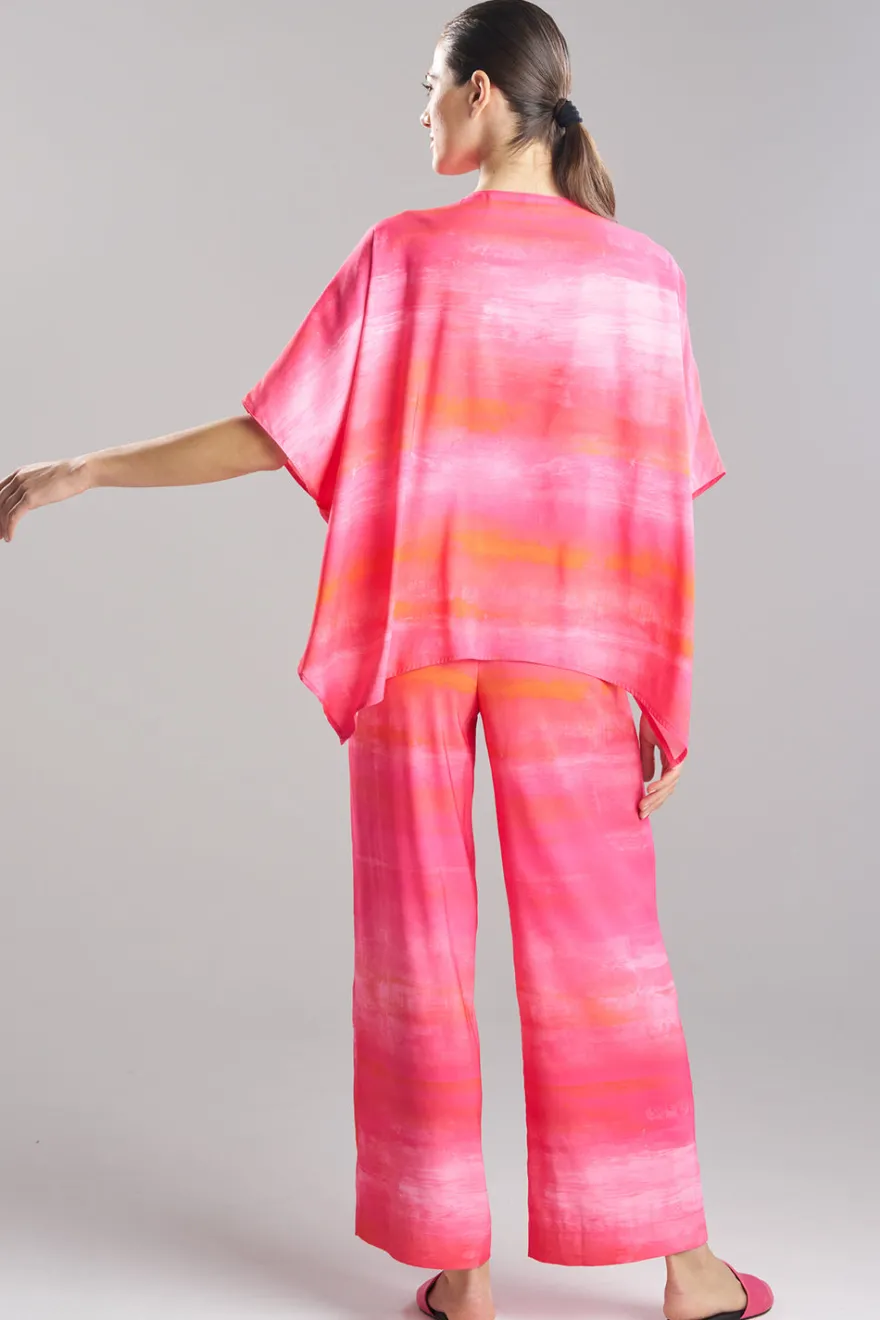 Aurora Printed Satin Caftan Top