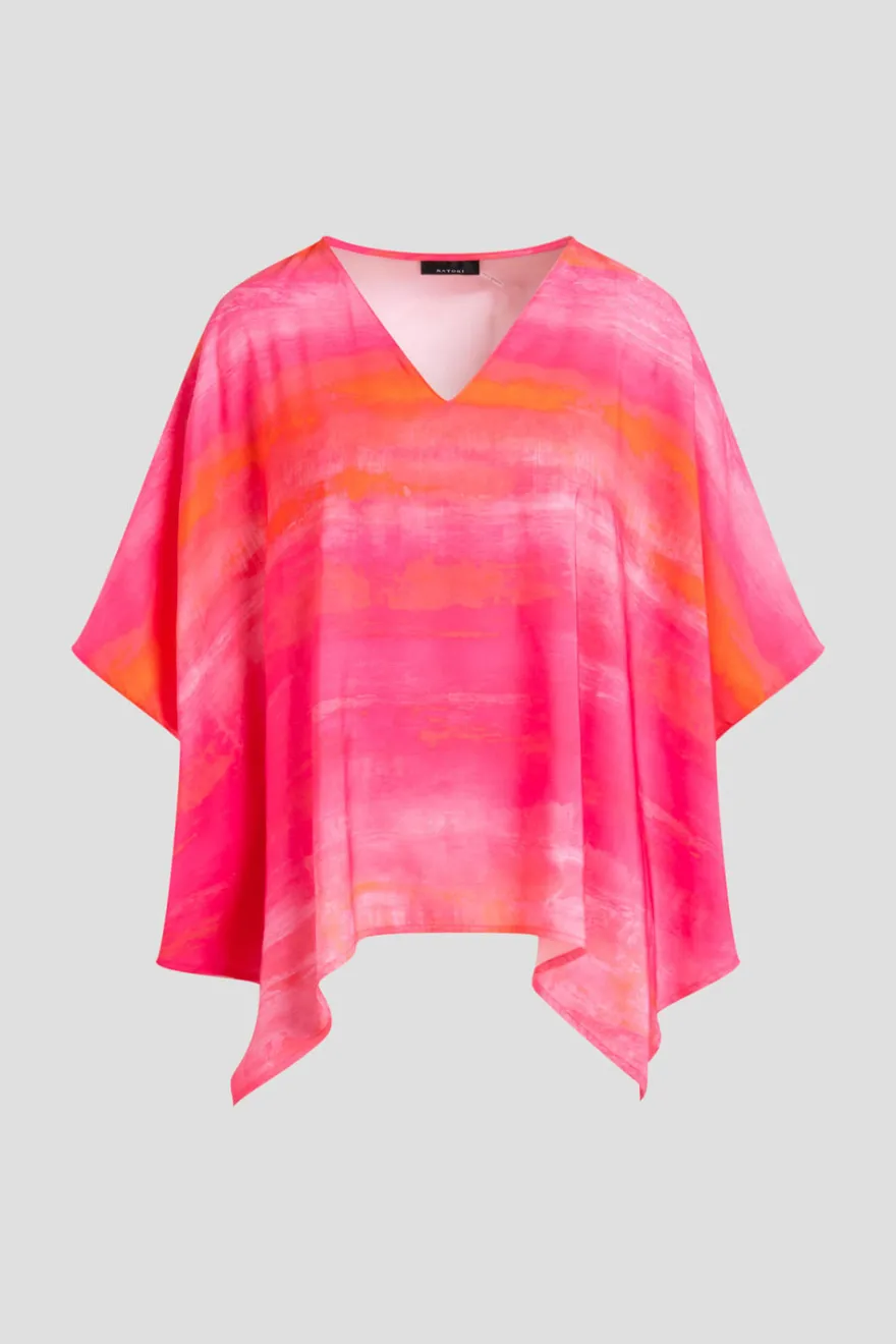 Aurora Printed Satin Caftan Top