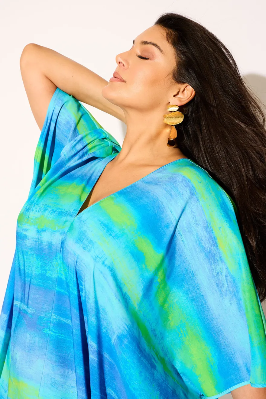 Aurora Printed Satin Caftan