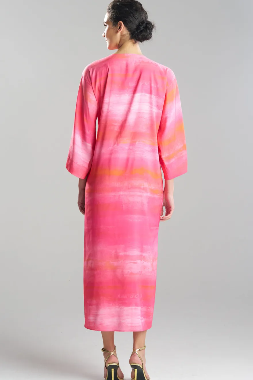 Aurora Printed Satin Slim Caftan