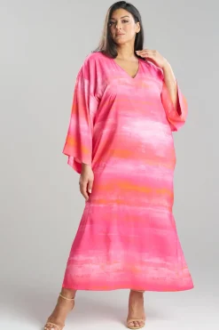Aurora Printed Satin Slim Caftan