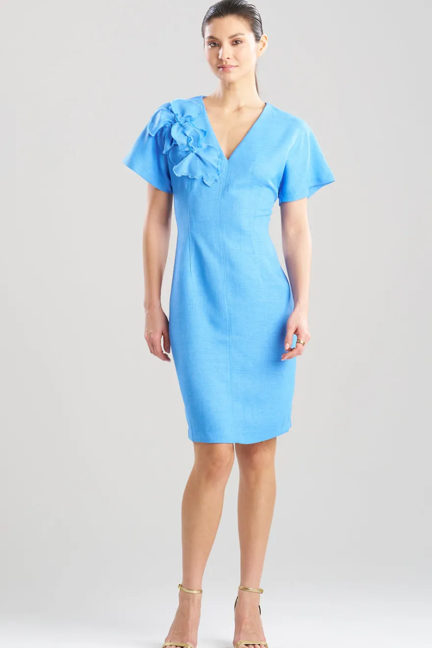 Basket Weave Embellished Dolman Sleeve Fitted Dress