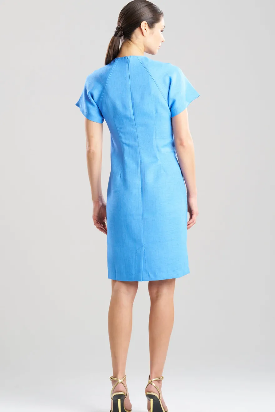 Basket Weave Embellished Dolman Sleeve Fitted Dress
