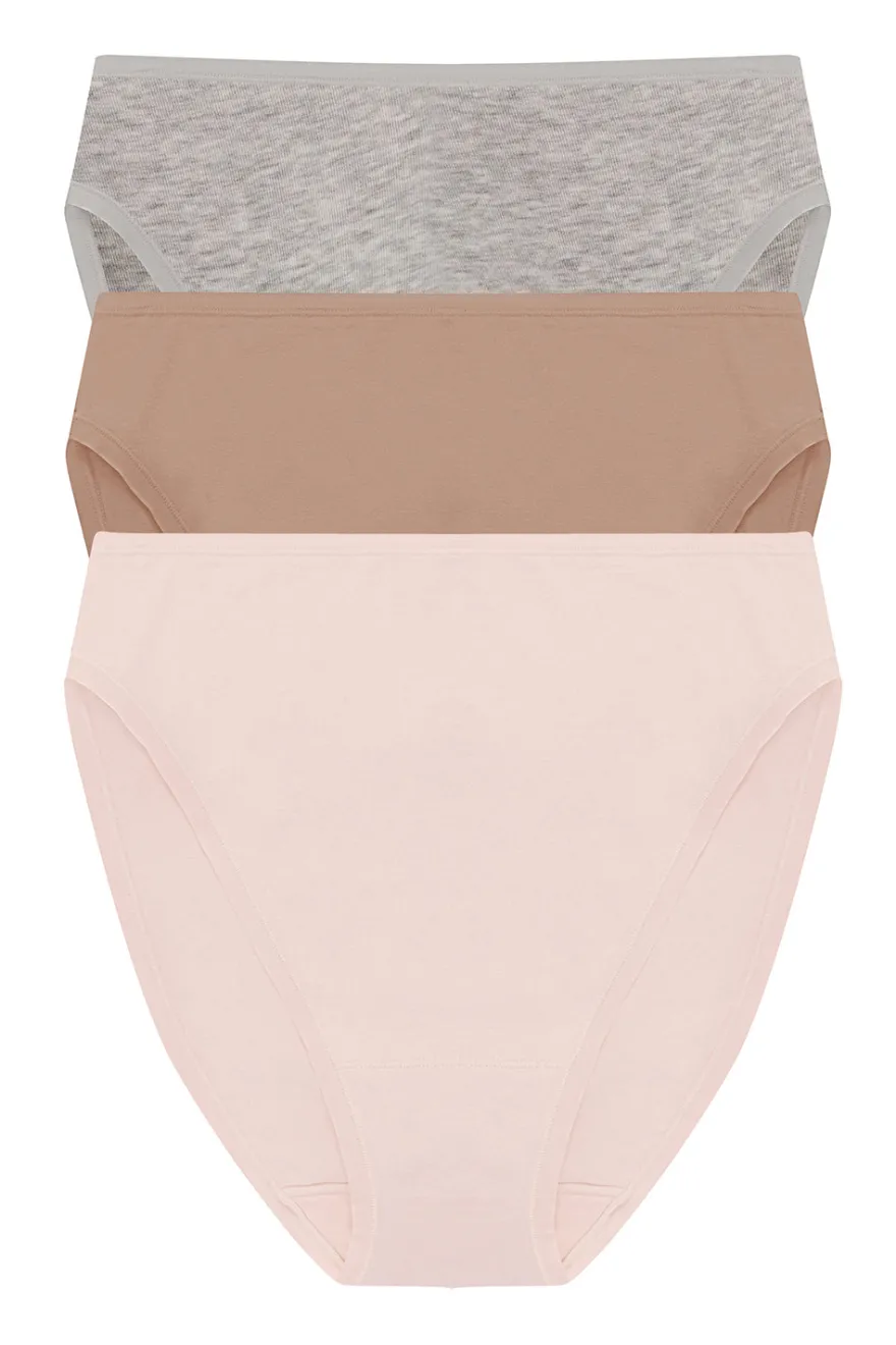 Bliss Bare Cotton High Cut Brief 3-Pack