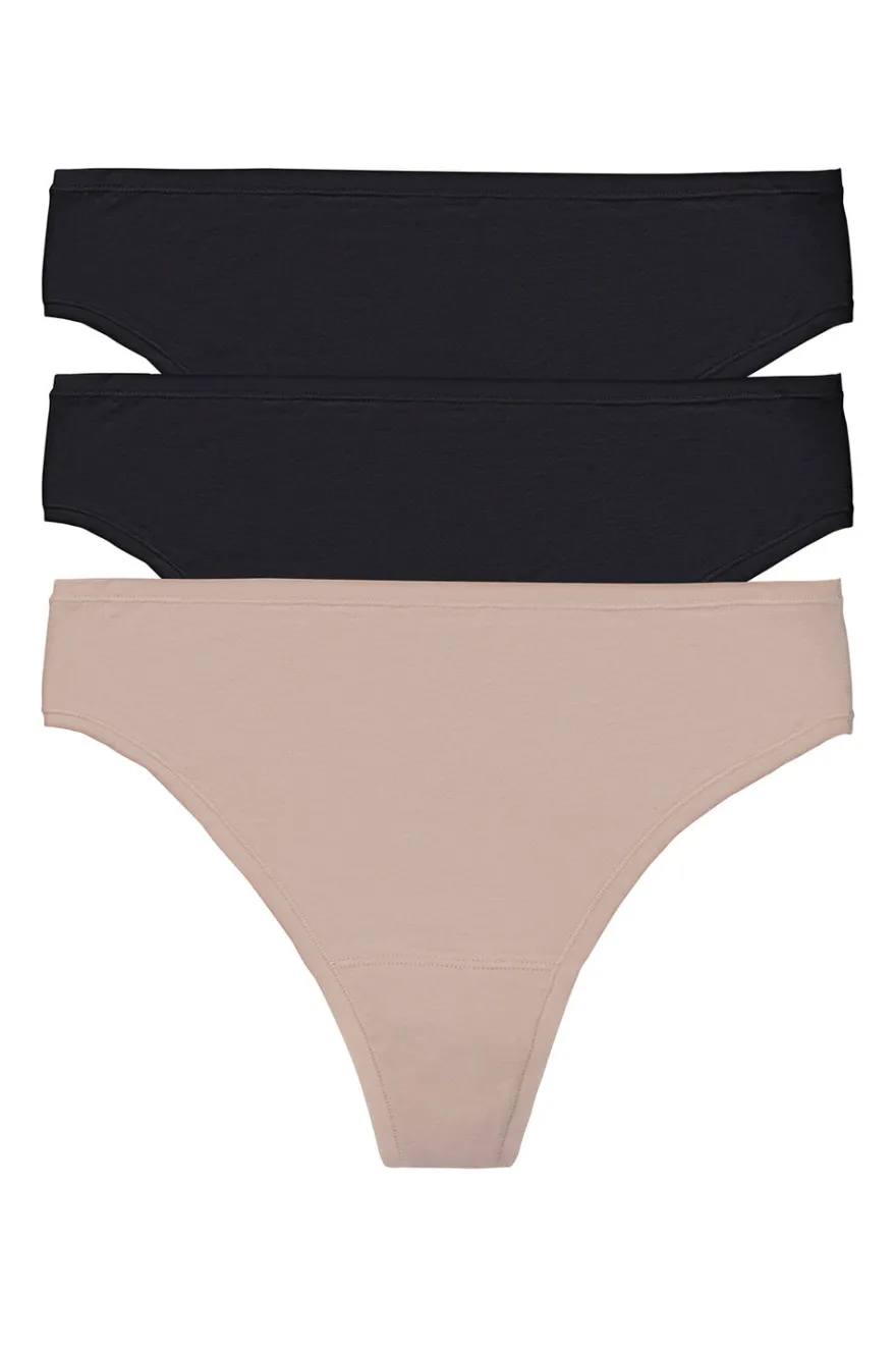 Bliss Bare Cotton Thong 3-Pack