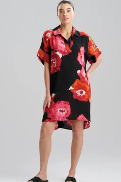 Bold Poppy Crinkle Dolman Shirtdress