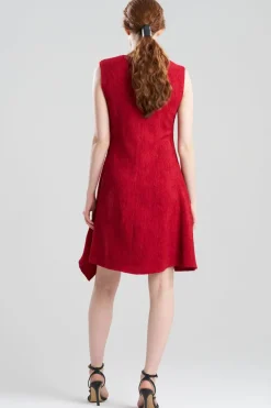 Botanic Textured Jacquard Sleeveless Side Drape Dress
