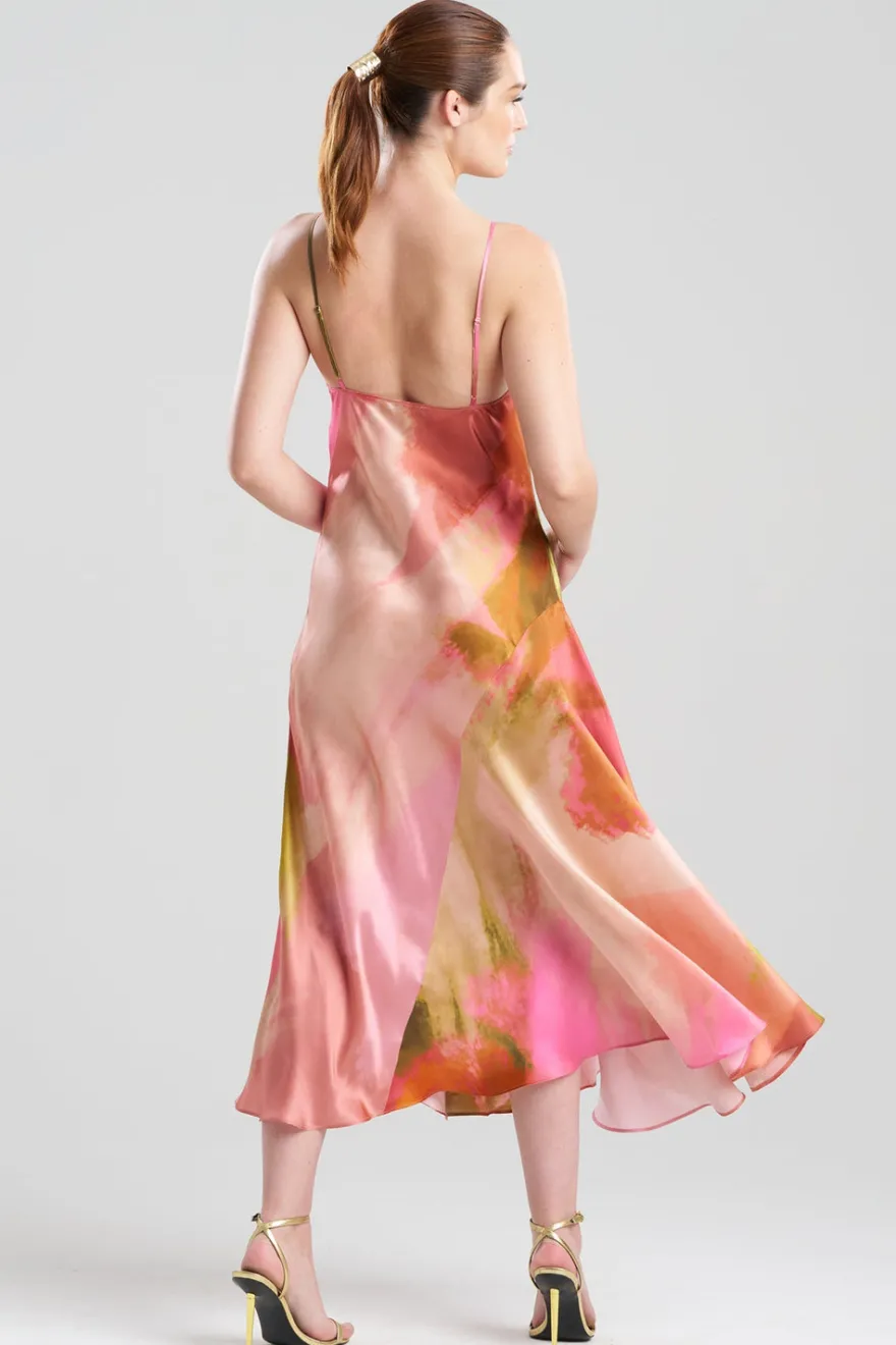 Brushstroke Silk Slip Dress