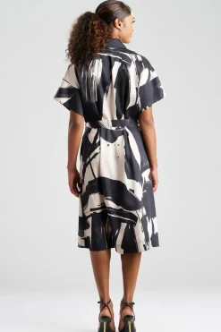 Brushstroke Silky Twill Shirtdress