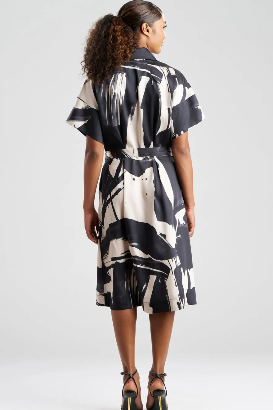 Brushstroke Silky Twill Shirtdress