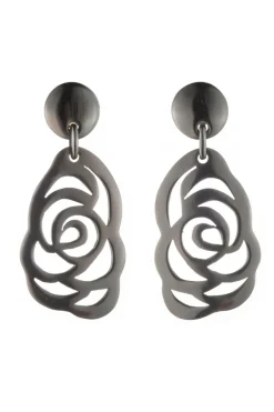 Buffalo Horn Floral Scroll Drop Earrings
