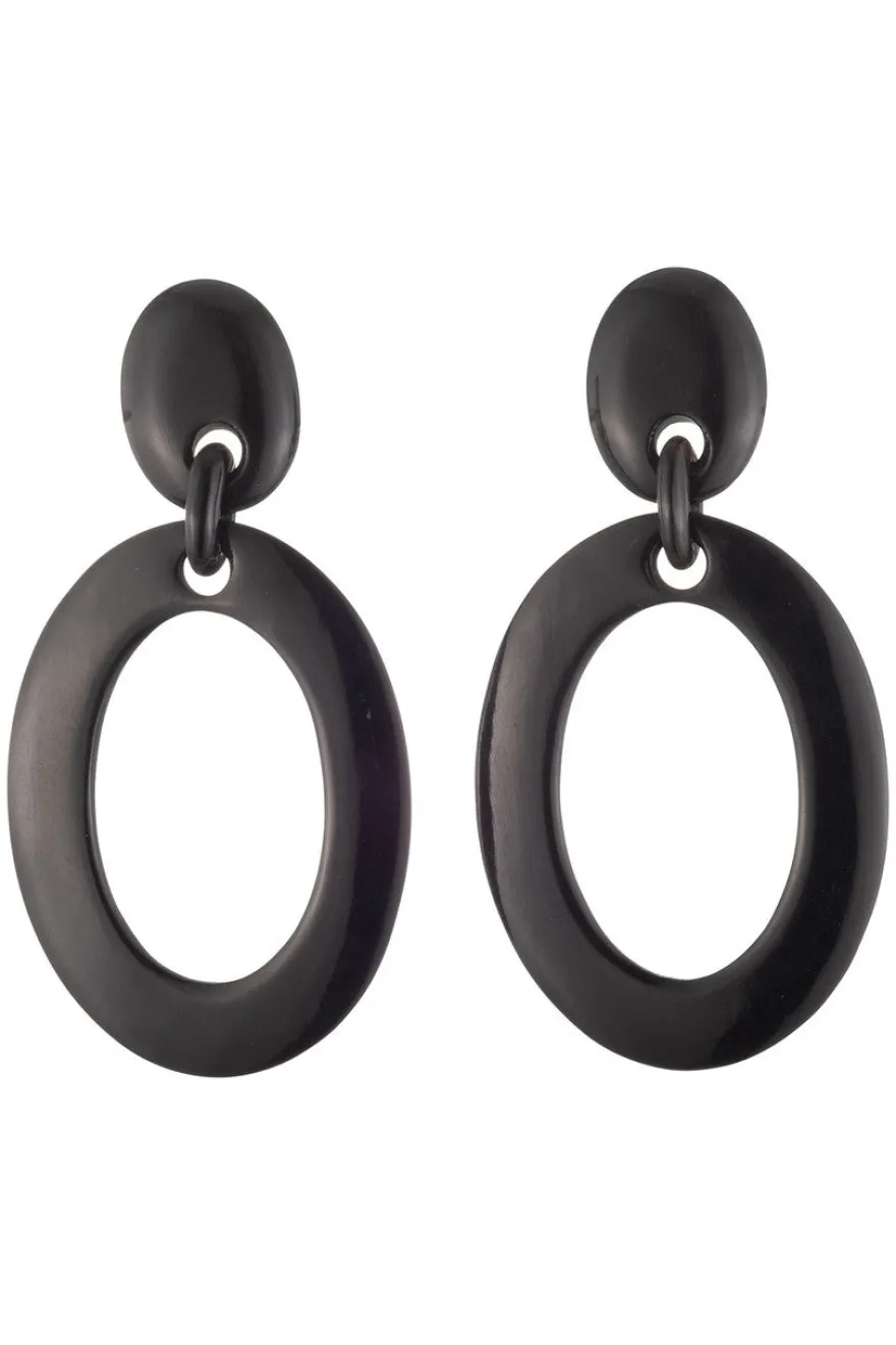 Buffalo Horn Single Oval Hoop Earrings