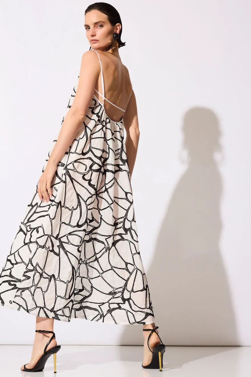 Butterfly Embroidery Cotton Sundress