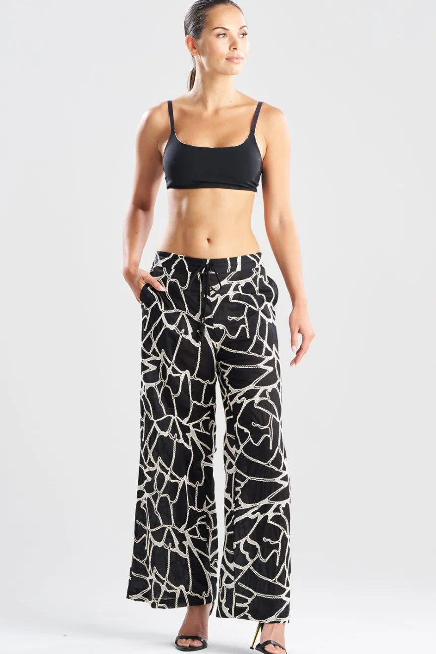 Butterfly Embroidery Cotton Pants