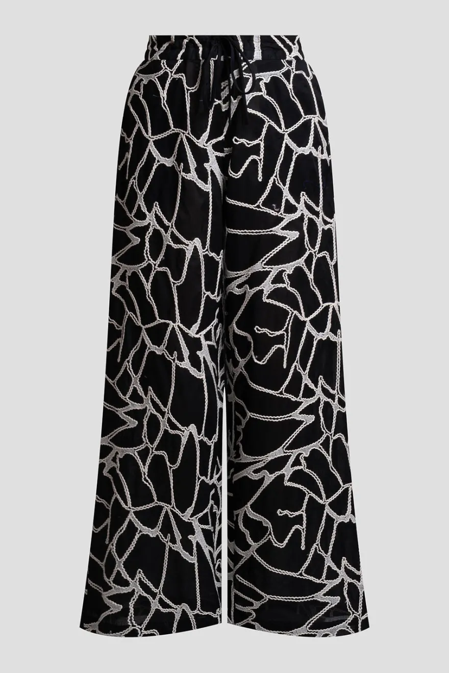Butterfly Embroidery Cotton Pants
