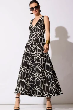Butterfly Embroidery Deep V-Neck Cotton Sundress