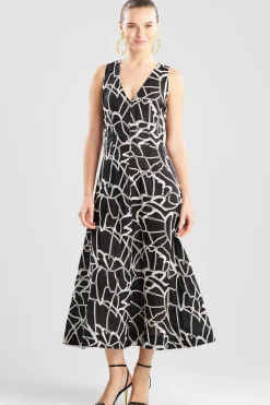 Butterfly Embroidery Deep V-Neck Cotton Sundress