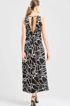 Butterfly Embroidery Deep V-Neck Cotton Sundress