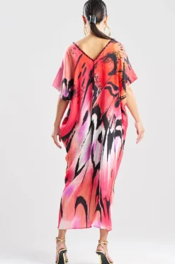 Butterfly Linen Blend Beaded Caftan