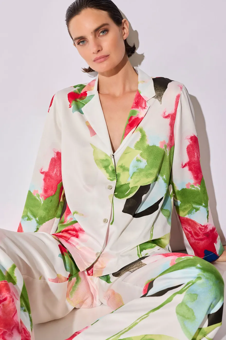 Calypso Printed Charmeuse Notch PJ