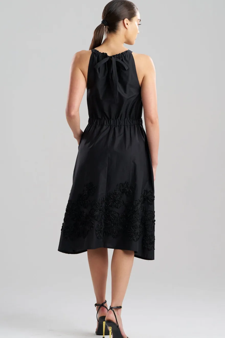 Carnation Embroidery Cotton Voile Halter Dress