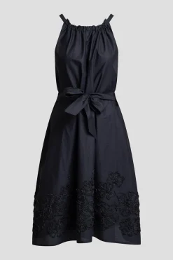 Carnation Embroidery Cotton Voile Halter Dress