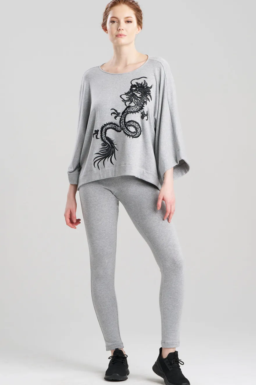 Cocoon Brushed French Terry Dragon Embroidered Kimono Top