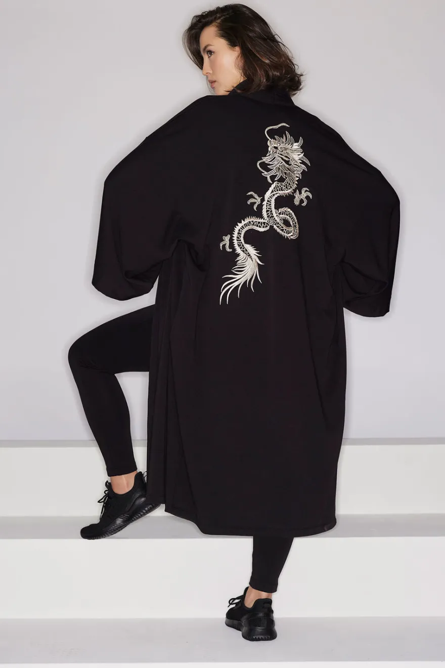Cocoon Brushed French Terry Dragon Embroidered Robe
