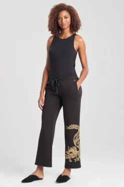 Cocoon Embroidered Dragon Straight Leg Pants