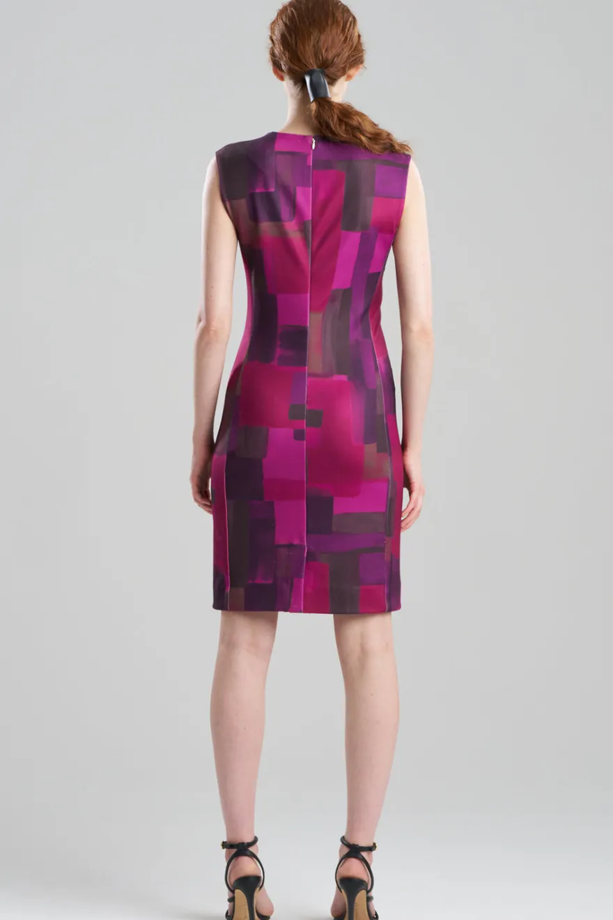 Color Block Knit Crepe Sheath Dress